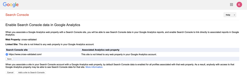 Enable Search Console data in Google Analytics