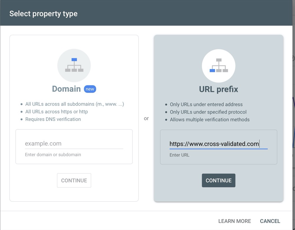 Google Search Console URL-Prefix Property