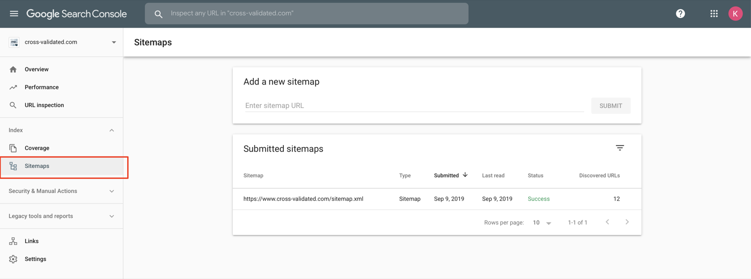 adding sitemap.xml to Google Search Console